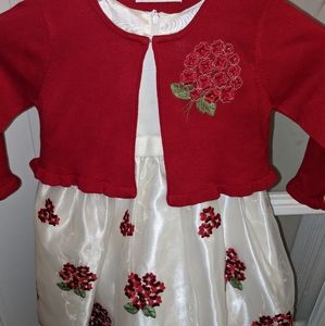 Red Christmas Dress with Cardigan Size 4T